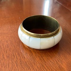 Brass and stone vintage bangle